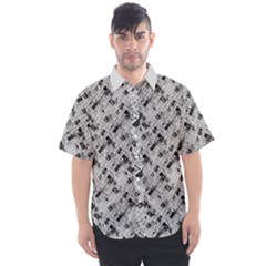 8 bit newspaper pattern, gazette collage black and white Men s Short Sleeve Shirt