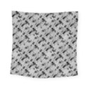 8 bit newspaper pattern, gazette collage black and white Square Tapestry (Small) View1