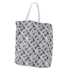 8 bit newspaper pattern, gazette collage black and white Giant Grocery Tote