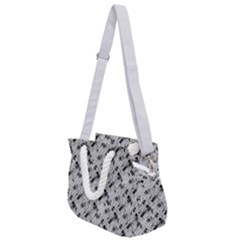 8 bit newspaper pattern, gazette collage black and white Rope Handles Shoulder Strap Bag