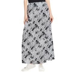 8 bit newspaper pattern, gazette collage black and white Maxi Chiffon Skirt