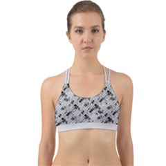 8 Bit Newspaper Pattern, Gazette Collage Black And White Back Web Sports Bra by Casemiro