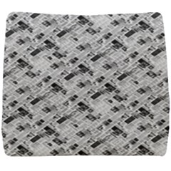 8 bit newspaper pattern, gazette collage black and white Seat Cushion