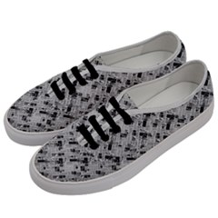 8 bit newspaper pattern, gazette collage black and white Men s Classic Low Top Sneakers