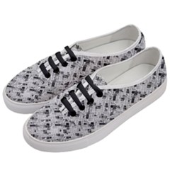 8 bit newspaper pattern, gazette collage black and white Women s Classic Low Top Sneakers