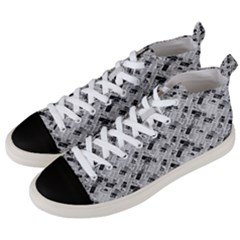 8 Bit Newspaper Pattern, Gazette Collage Black And White Men s Mid-top Canvas Sneakers by Casemiro