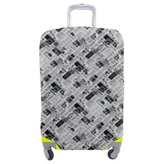 8 bit newspaper pattern, gazette collage black and white Luggage Cover (Medium)