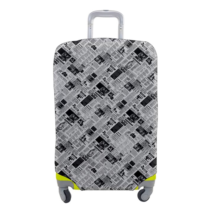 8 bit newspaper pattern, gazette collage black and white Luggage Cover (Small)