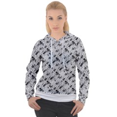 8 bit newspaper pattern, gazette collage black and white Women s Overhead Hoodie