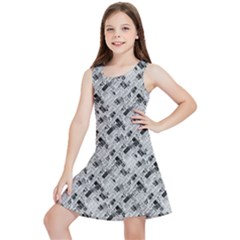 8 bit newspaper pattern, gazette collage black and white Kids  Lightweight Sleeveless Dress