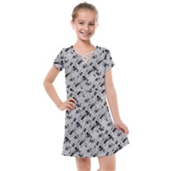 8 bit newspaper pattern, gazette collage black and white Kids  Cross Web Dress