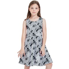 8 bit newspaper pattern, gazette collage black and white Kids  Skater Dress