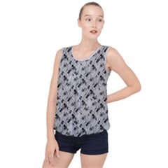 8 bit newspaper pattern, gazette collage black and white Bubble Hem Chiffon Tank Top