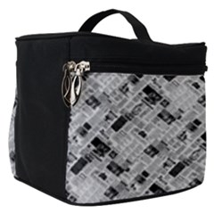 8 bit newspaper pattern, gazette collage black and white Make Up Travel Bag (Small)