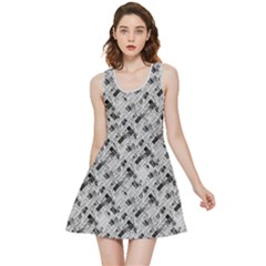 8 bit newspaper pattern, gazette collage black and white Inside Out Reversible Sleeveless Dress