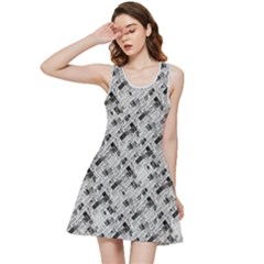 8 bit newspaper pattern, gazette collage black and white Inside Out Racerback Dress