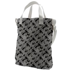 8 bit newspaper pattern, gazette collage black and white Canvas Messenger Bag