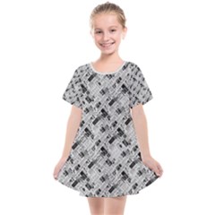 8 bit newspaper pattern, gazette collage black and white Kids  Smock Dress