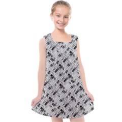 8 bit newspaper pattern, gazette collage black and white Kids  Cross Back Dress