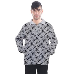 8 Bit Newspaper Pattern, Gazette Collage Black And White Men s Half Zip Pullover by Casemiro