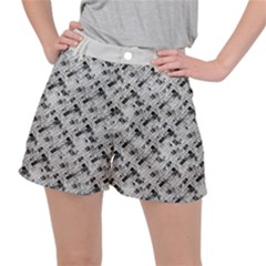 8 bit newspaper pattern, gazette collage black and white Ripstop Shorts