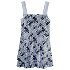 8 bit newspaper pattern, gazette collage black and white Kids  Layered Skirt Swimsuit