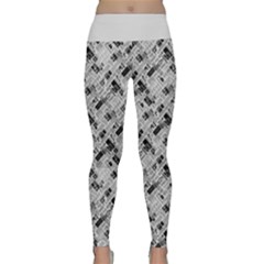 8 Bit Newspaper Pattern, Gazette Collage Black And White Lightweight Velour Classic Yoga Leggings by Casemiro