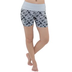 8 bit newspaper pattern, gazette collage black and white Lightweight Velour Yoga Shorts