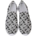 8 bit newspaper pattern, gazette collage black and white Men s Slip On Sneakers View1