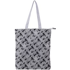 8 bit newspaper pattern, gazette collage black and white Double Zip Up Tote Bag