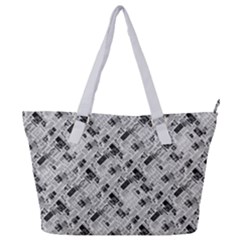 8 bit newspaper pattern, gazette collage black and white Full Print Shoulder Bag