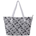 8 bit newspaper pattern, gazette collage black and white Full Print Shoulder Bag View1