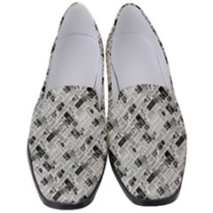 8 bit newspaper pattern, gazette collage black and white Women s Classic Loafer Heels