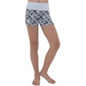 8 bit newspaper pattern, gazette collage black and white Kids  Lightweight Velour Yoga Shorts View1