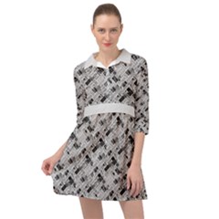 8 bit newspaper pattern, gazette collage black and white Mini Skater Shirt Dress