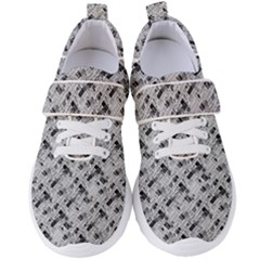 8 bit newspaper pattern, gazette collage black and white Women s Velcro Strap Shoes