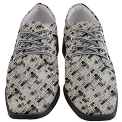 8 bit newspaper pattern, gazette collage black and white Women Heeled Oxford Shoes