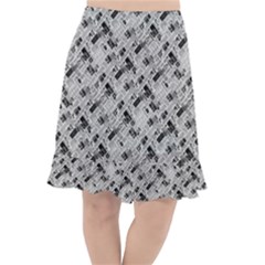 8 bit newspaper pattern, gazette collage black and white Fishtail Chiffon Skirt