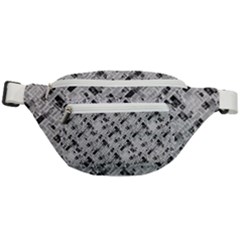 8 bit newspaper pattern, gazette collage black and white Fanny Pack