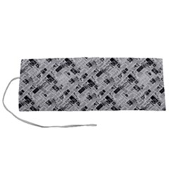 8 Bit Newspaper Pattern, Gazette Collage Black And White Roll Up Canvas Pencil Holder (s) by Casemiro