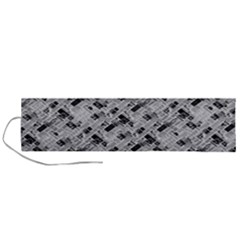 8 Bit Newspaper Pattern, Gazette Collage Black And White Roll Up Canvas Pencil Holder (l) by Casemiro