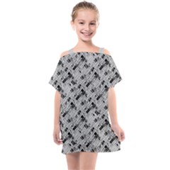 8 bit newspaper pattern, gazette collage black and white Kids  One Piece Chiffon Dress