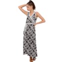 8 bit newspaper pattern, gazette collage black and white V-Neck Chiffon Maxi Dress View1