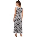 8 bit newspaper pattern, gazette collage black and white V-Neck Chiffon Maxi Dress View2