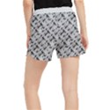 8 bit newspaper pattern, gazette collage black and white Runner Shorts View2