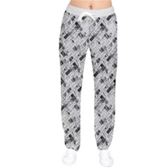 8 bit newspaper pattern, gazette collage black and white Women velvet Drawstring Pants