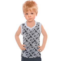 8 bit newspaper pattern, gazette collage black and white Kids  Sport Tank Top