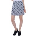 8 bit newspaper pattern, gazette collage black and white Tennis Skirt View1