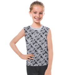 8 Bit Newspaper Pattern, Gazette Collage Black And White Kids  Mesh Tank Top by Casemiro