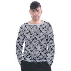 8 bit newspaper pattern, gazette collage black and white Men s Long Sleeve Raglan Tee